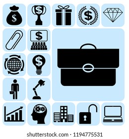 Set of 17 business icons, symbols or pictograms. Collection. Amazing desing. Vector Illustration.