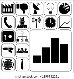 Set of 17 business icons, symbols or pictograms. Collection. Detailed design. Vector Illustration.