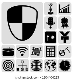 Set of 17 business icons or symbols. Collection. Detailed design. Vector Illustration.