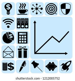 Set of 17 business icons, symbols or pictograms. Collection. Detailed design. Vector Illustration.
