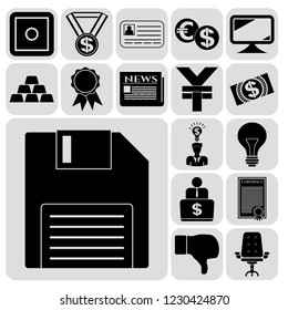 Set of 17 business icons or symbols. Collection. Amazing desing. Vector Illustration.
