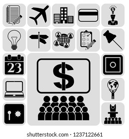 Set of 17 business icons or symbols. Collection. Amazing desing. Vector Illustration.