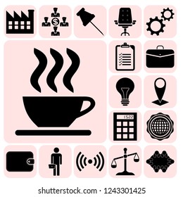 Set of 17 business icons, symbols or pictograms. Collection. Detailed design. Vector Illustration.