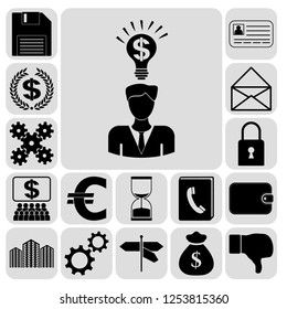 Set of 17 business icons or symbols. Collection. Amazing desing. Vector Illustration.