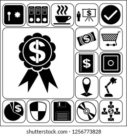 Set of 17 business icons or symbols. Collection. Flat design. Vector Illustration.