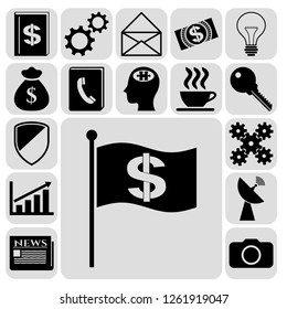 Set of 17 business icons or symbols. Collection. Detailed design. Vector Illustration.