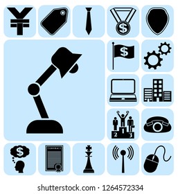 Set of 17 business icons, symbols or pictograms. Collection. Flat design. Vector Illustration.