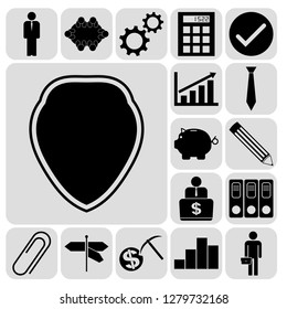 Set of 17 business icons or symbols. Collection. Detailed design. Vector Illustration.