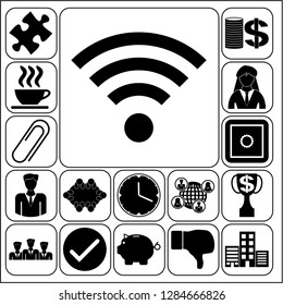 Set of 17 business icons or symbols. Collection. Flat design. Vector Illustration.