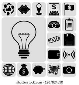 Set of 17 business icons, symbols or pictograms. Collection. Detailed design. Vector Illustration.