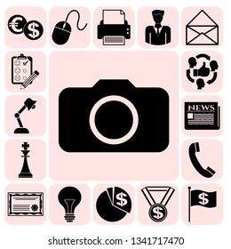Set of 17 business icons or symbols. Collection. Flat design. Vector Illustration.