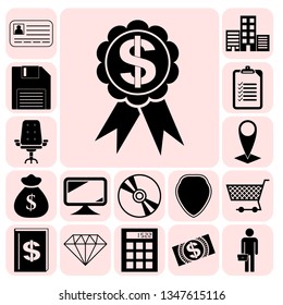 Set of 17 business icons, symbols or pictograms. Collection. Amazing desing. Vector Illustration.