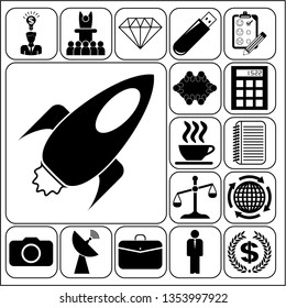 Set of 17 business icons or symbols. Collection. Detailed design. Vector Illustration.