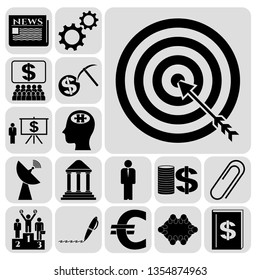 Set of 17 business icons or symbols. Collection. Amazing desing. Vector Illustration.