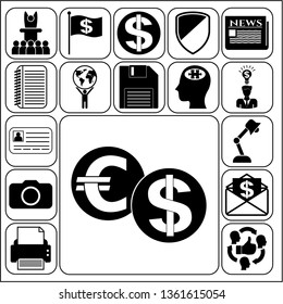 Set of 17 business icons or symbols. Collection. Flat design. Vector Illustration.