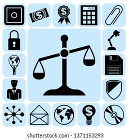 Set of 17 business icons, symbols or pictograms. Collection. Flat design. Vector Illustration.