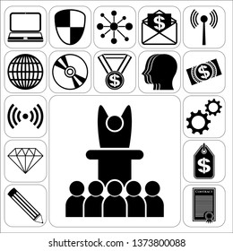 Set of 17 business icons or symbols. Collection. Amazing desing. Vector Illustration.