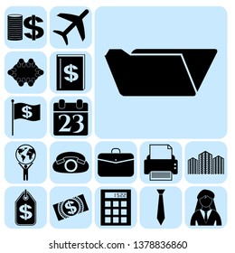 Set of 17 business icons, symbols or pictograms. Collection. Amazing desing. Vector Illustration.