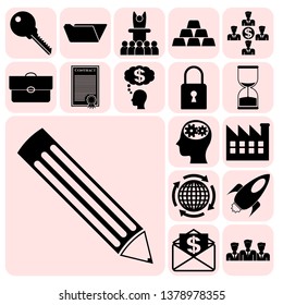 Set of 17 business icons or symbols. Collection. Amazing desing. Vector Illustration.