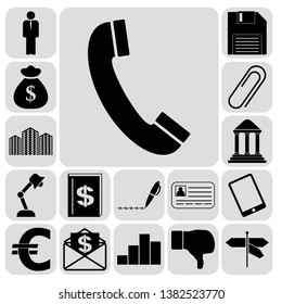 Set of 17 business icons, symbols or pictograms. Collection. Detailed design. Vector Illustration.