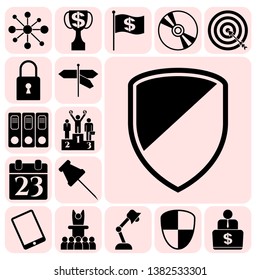 Set of 17 business icons or symbols. Collection. Flat design. Vector Illustration.