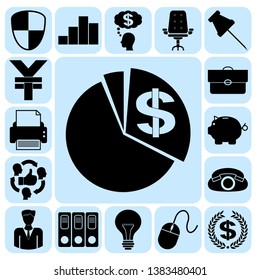 Set of 17 business icons or symbols. Collection. Amazing desing. Vector Illustration.
