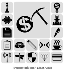 Set of 17 business icons, symbols or pictograms. Collection. Amazing desing. Vector Illustration.