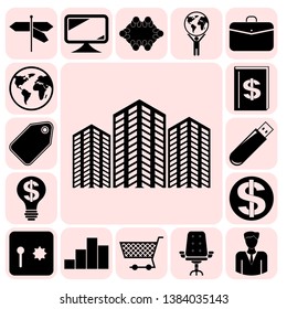 Set of 17 business icons, symbols or pictograms. Collection. Amazing desing. Vector Illustration.