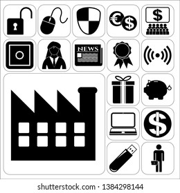 Set of 17 business icons, symbols or pictograms. Collection. Detailed design. Vector Illustration.