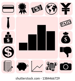 Set of 17 business icons or symbols. Collection. Detailed design. Vector Illustration.