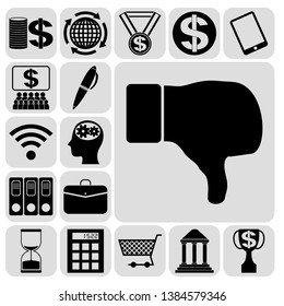 Set of 17 business icons or symbols. Collection. Detailed design. Vector Illustration.