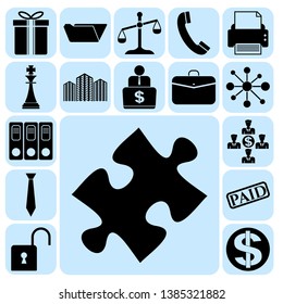 Set of 17 business icons or symbols. Collection. Detailed design. Vector Illustration.