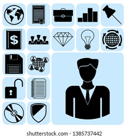 Set of 17 business icons, symbols or pictograms. Collection. Amazing desing. Vector Illustration.