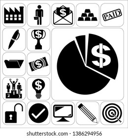 Set of 17 business icons or symbols. Collection. Amazing desing. Vector Illustration.