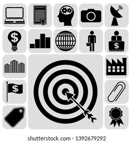 Set of 17 business icons or symbols. Collection. Amazing desing. Vector Illustration.