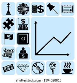 Set of 17 business icons, symbols or pictograms. Collection. Flat design. Vector Illustration.