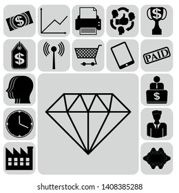 Set of 17 business icons, symbols or pictograms. Collection. Amazing desing. Vector Illustration.