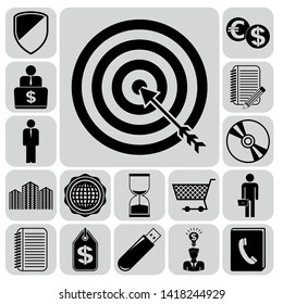 Set of 17 business icons, symbols or pictograms. Collection. Amazing desing. Vector Illustration.
