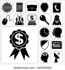 Set of 17 business icons or symbols. Collection. Amazing desing. Vector Illustration.