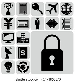 Set of 17 business icons or symbols. Collection. Amazing desing. Vector Illustration.