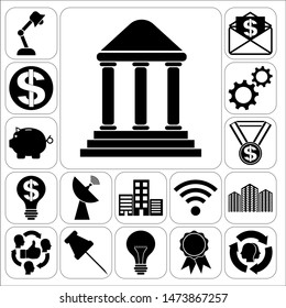 Set of 17 business icons, symbols or pictograms. Collection. Detailed design. Vector Illustration.