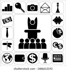 Set of 17 business icons, symbols or pictograms. Collection. Amazing desing. Vector Illustration.