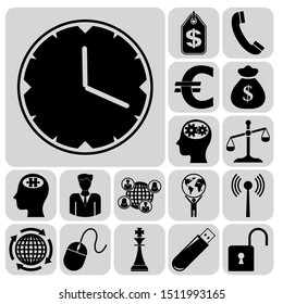 Set of 17 business icons, symbols or pictograms. Collection. Amazing desing. Vector Illustration.
