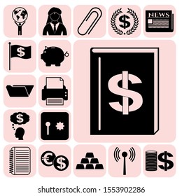 Set of 17 business icons, symbols or pictograms. Collection. Amazing desing. Vector Illustration.