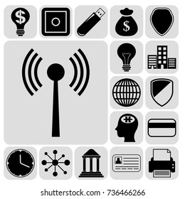Set of 17 business icons, symbols or pictograms. Collection. Amazing desing. Vector Illustration.