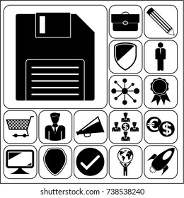 Set of 17 business icons, symbols or pictograms. Collection. Amazing desing. Vector Illustration.