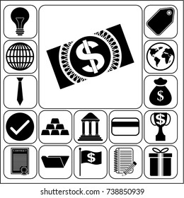 Set of 17 business icons or symbols. Collection. Amazing desing. Vector Illustration.