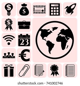 Set of 17 business icons, symbols or pictograms. Collection. Amazing desing. Vector Illustration.