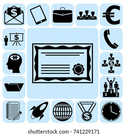 Set of 17 business icons, symbols or pictograms. Collection. Amazing desing. Vector Illustration.