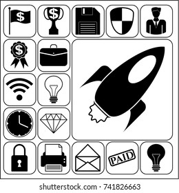 Set of 17 business icons or symbols. Collection. Amazing desing. Vector Illustration.